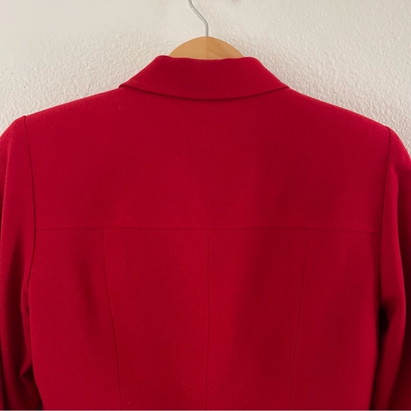 Vintage 1990s Jessica Ash Wool Gabardine Button-Front Cropped Jacket Red - Picture 10 of 16